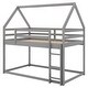preview thumbnail 27 of 26, Distinctive Twin over Twin Low House Bunk Kids Bed with Roof,Ladder,Guardrail and House-shaped Frame