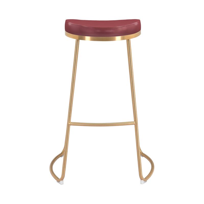 Bison Barstool (Set of 2) Burgundy & Gold - N/A