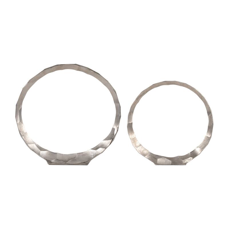 Sagebrook Home Set of 2 Hammered Metal Decorative Ring Sculptures