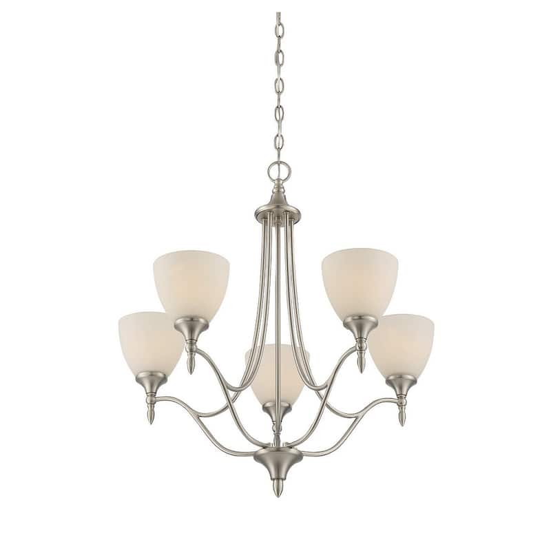 Transitional Style Chandelier - Satin Nickel Finish