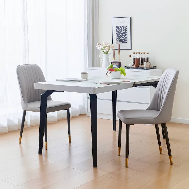 Set Of 2 Grey Dining Chairs With Thick Cushions: Modern Kitchen Chairs For Dining, Kitchen,Living Room & Restaurant
