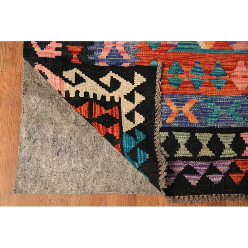 Reversable Kilim Oriental Area Rug Hand-Woven Wool Carpet - 10'1"x 12'7"