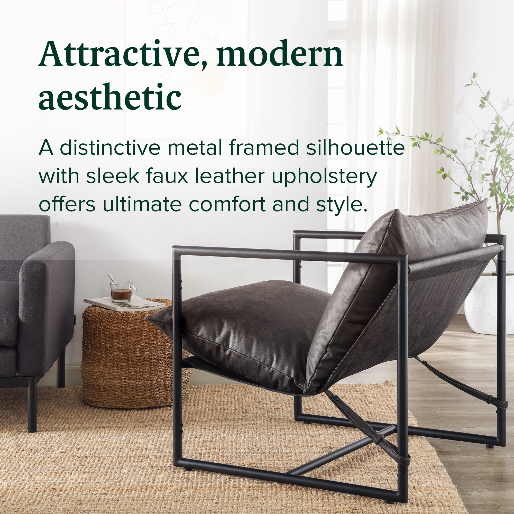 Leather sling accent clearance chair