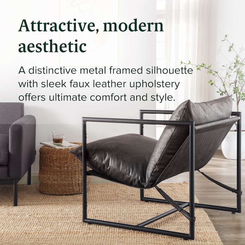 Priage by ZINUS Faux Leather Sling Accent Chair