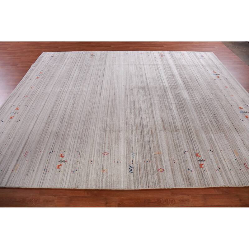 Hand Knotted Oriental 100% Wool Carpet Tribal Tribal Greys & Charcoal Gabbeh Area Rug - 10' 1'' X 8' 2''