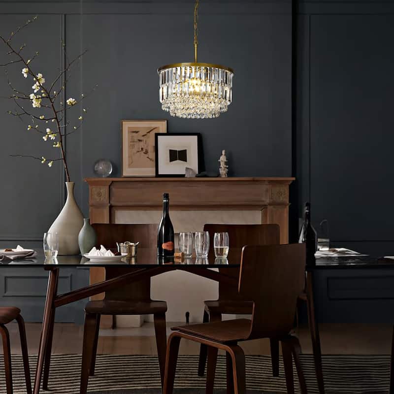 Modern Glam Gold Round Crystal Chandelier