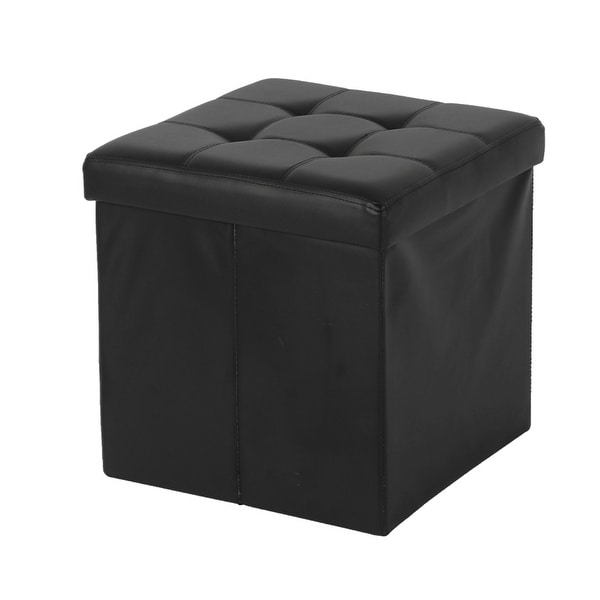 Black Small Jumbo Cord Fabric Storage Box/Pouffe Footstool