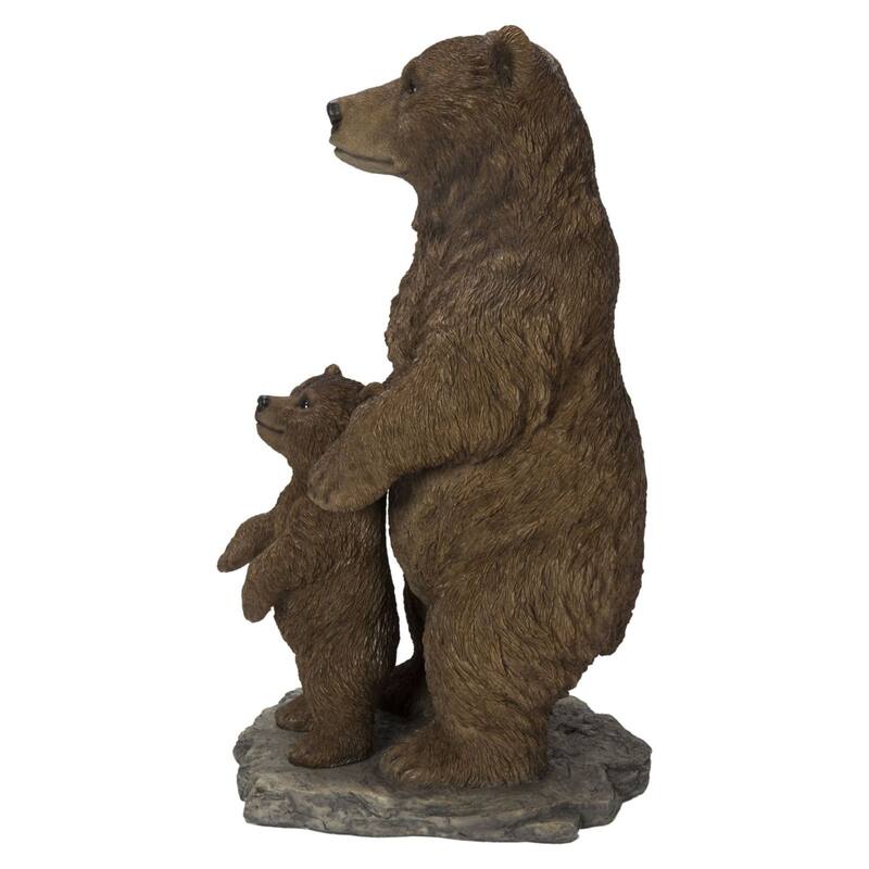 Mother and Baby Brown Bears Outdoor Garden Statue - 24.5"