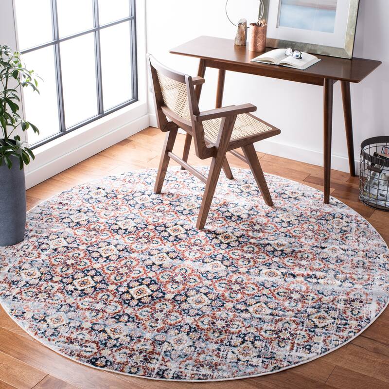 SAFAVIEH Lagoon Nejla Distressed Rug - 6'7" Round - Brown/Navy