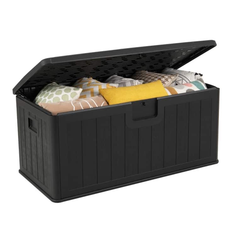 HDPE Outdoor Storage Deck Box with Aluminum Lid and Bench Top - 51" x 25" x 23"