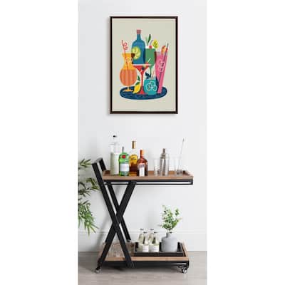 Kate and Laurel Sylvie MCM Cocktails Framed Canvas by Rachel Lee