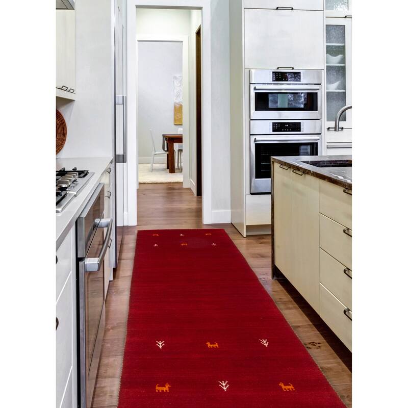 Kashkuli Gabbeh Red Rug 2'5" x 6'5" - 2'5 x 6'5