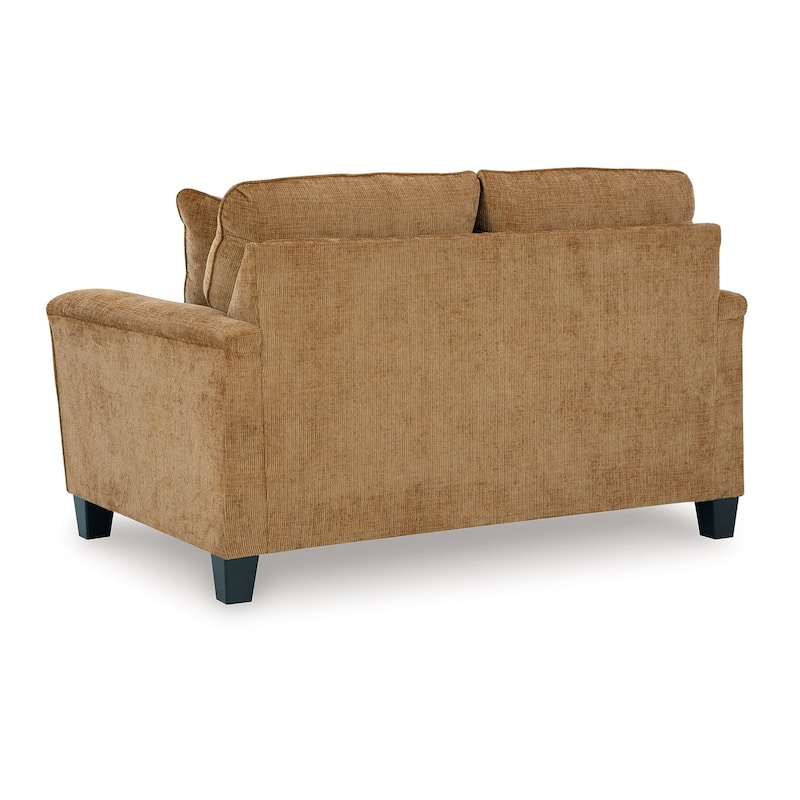 Erin Loveseat, 2 Accent Throw Pillows, 61 Inch Light Brown Polyester