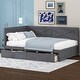 preview thumbnail 2 of 30, Twin Size Solid Pine Wood Daybed, Sofa Bed Frame with X-Shaped Design Guardrail for Kids Boys Adults