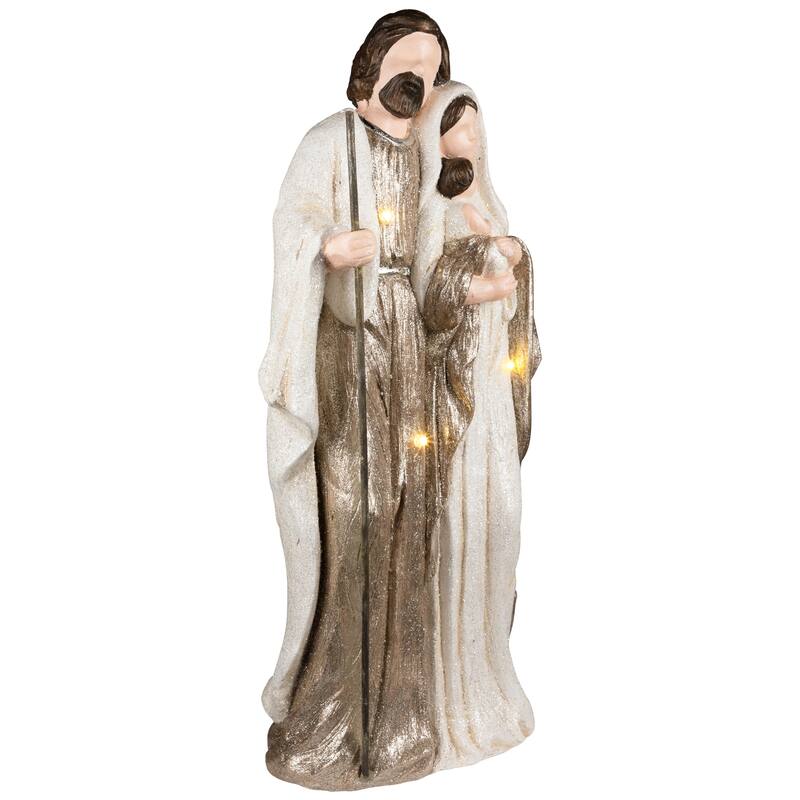Lighted Glittery Holy Family Christmas Decoration - 21" - Clear LED Lights