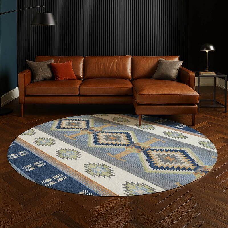 Machine Washable Indoor/ Outdoor Global Chennai Chantille Rug