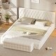 preview thumbnail 1 of 24, Queen Velvet Upholstered Bed and Ottoman Set for Luxurious Bedrooms White - Queen