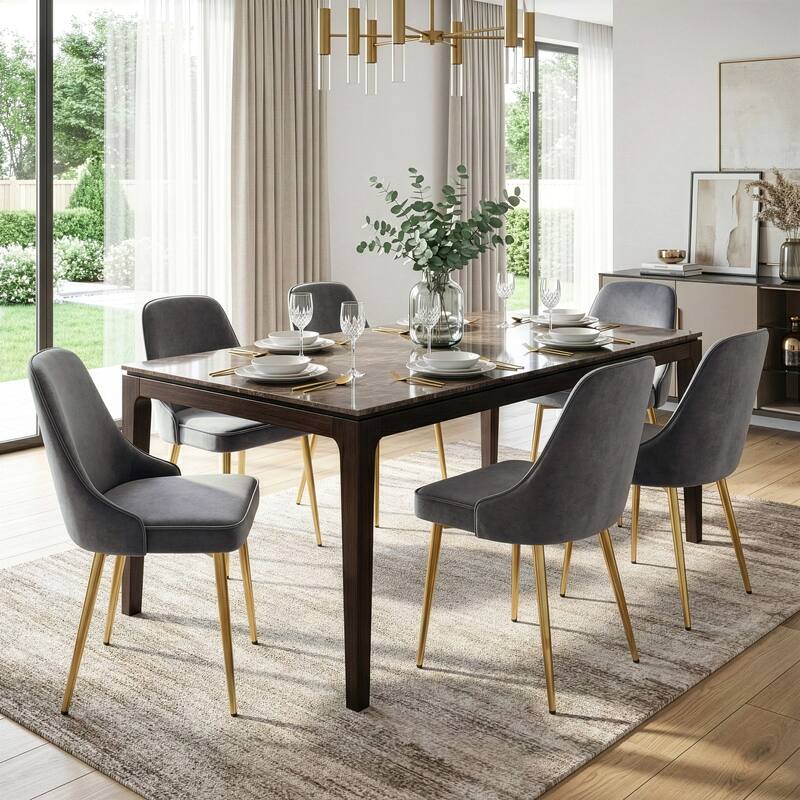 Set of 2 Alpha Sandy Brown Velvet Chair with Brushed Gold Steel Legs