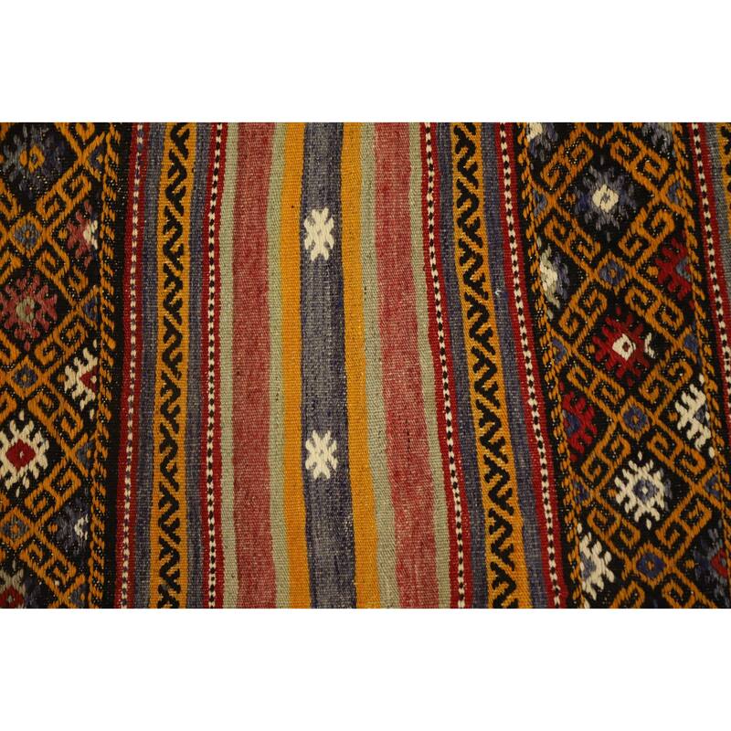 Hand Woven Oriental 100% Wool Carpet Southwestern Tribal Multi-Colored Kilim Area Rug - 8' 5'' X 5' 6''