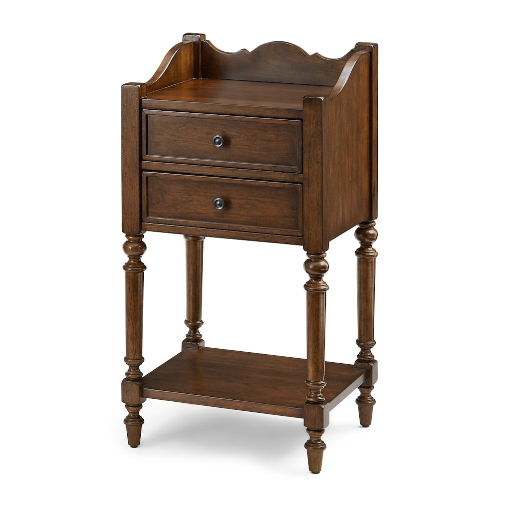 Gracewood Hollow Natural Solid Wood Gallery Accent Table with Drawers