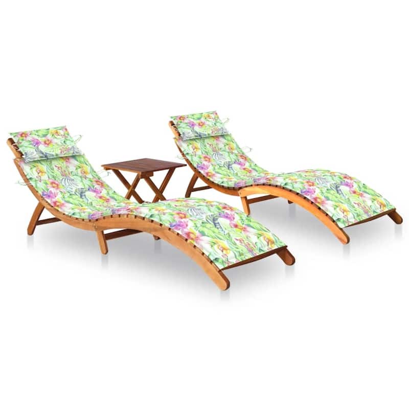 vidaXL Patio Sun Lounger with Cushion Solid Acacia Wood - 72.4" x 21.7" x 25.2" - Brown1