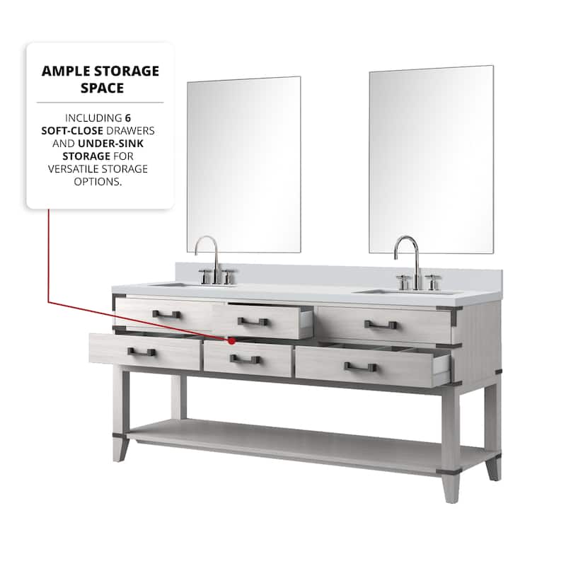 Norwalk Bath Vanity with Quartz Top, Sink, Mirror and Faucet