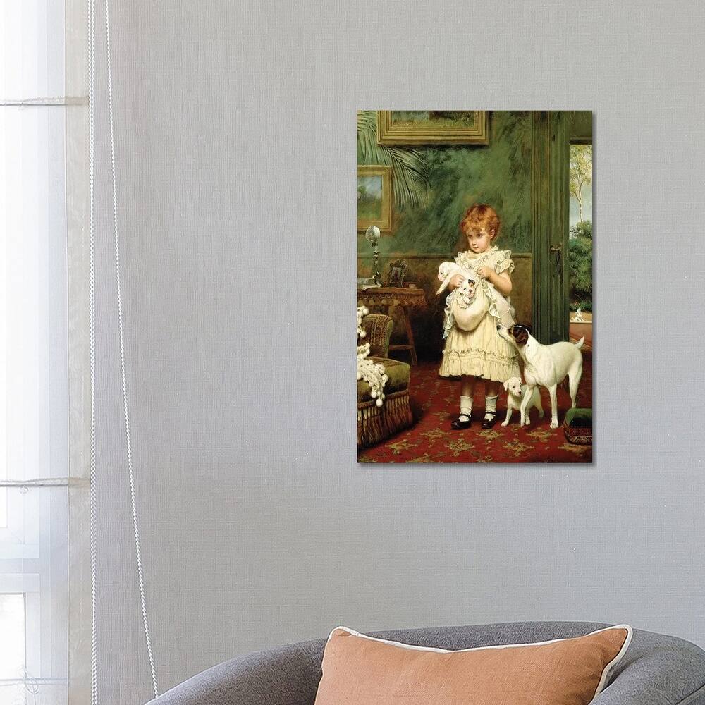 iCanvas "Girl with Dogs, 1893 " by Charles Burton Barber Canvas Print