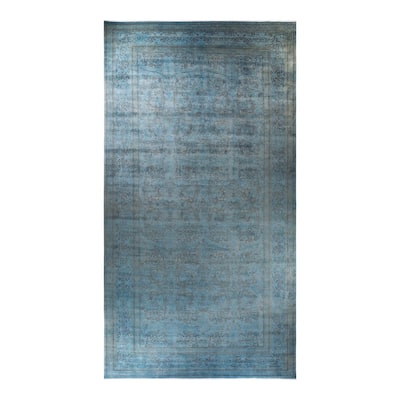 Overton Hand Knotted Wool Vintage Inspired Modern Contemporary Overdyed Gray Area Rug - 12' 0" x 23' 1"