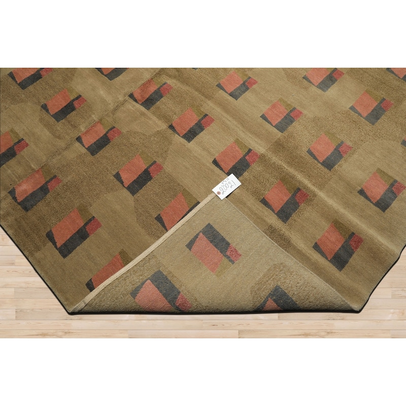 7'11''x10 Tibetano Hand Knotted Wool Moss Modern & Contemporary Designer Rug - 7' 11'' x 10'