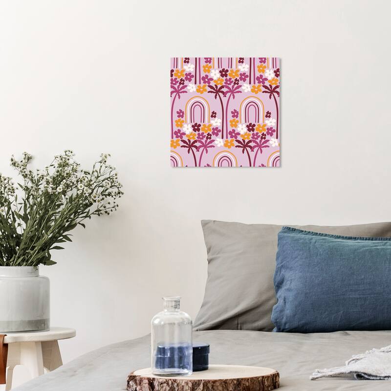 Wynwood Studio Canvas Abstract Floral Yard Invention Purple and Dark Yellow Modern & Contemporary Wall Art Canvas Print - 12 x 12