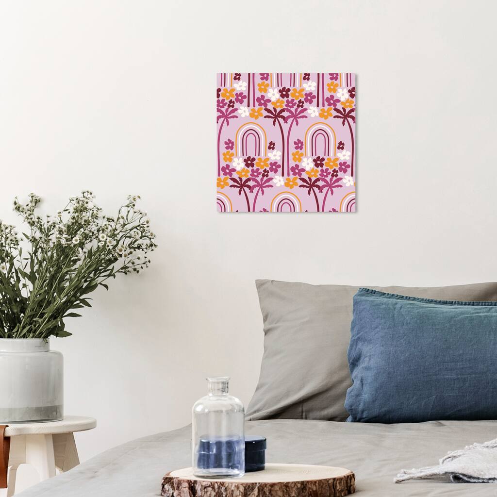 Wynwood Studio Canvas Abstract Floral Yard Invention Purple and Dark Yellow Modern & Contemporary Wall Art Canvas Print