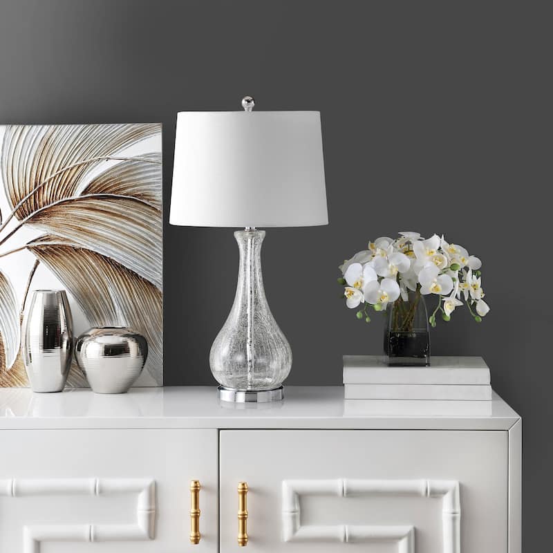 SAFAVIEH Lighting Finnley 28-inch Crackle Glass LED Table Lamp. - 14" W x 14" D x 28" H