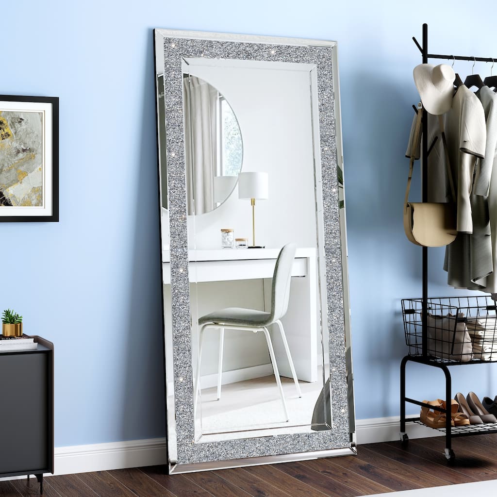 Full Length Floor Mirror - Luxury Crystal Surround Full Body Mirror