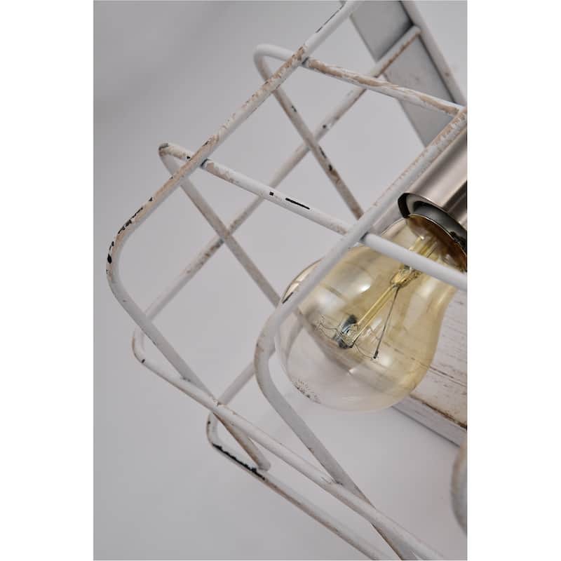 Antique White 3-Light Wood Caged Vanity