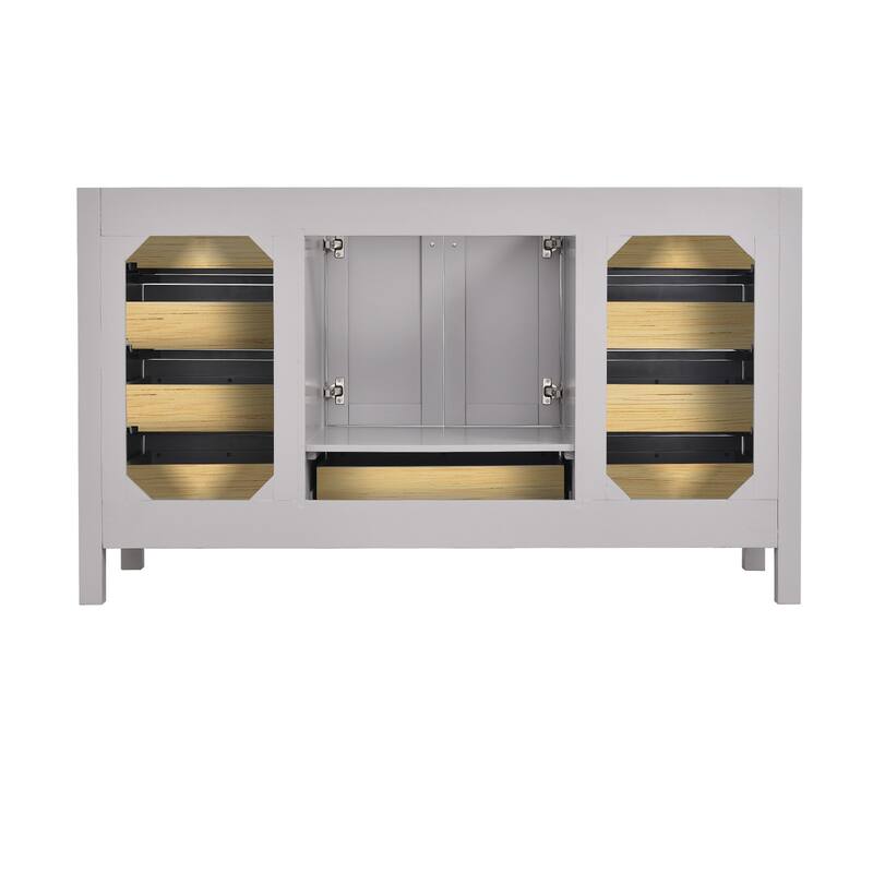 StarrySky 60 inch Undermount Single Sink Bathroom Vanity with Engineered Carrara Marble Top