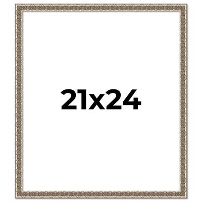 21x24 Frame Silver Versailles Ornate Solid Wood Picture Frame | 1 Inch