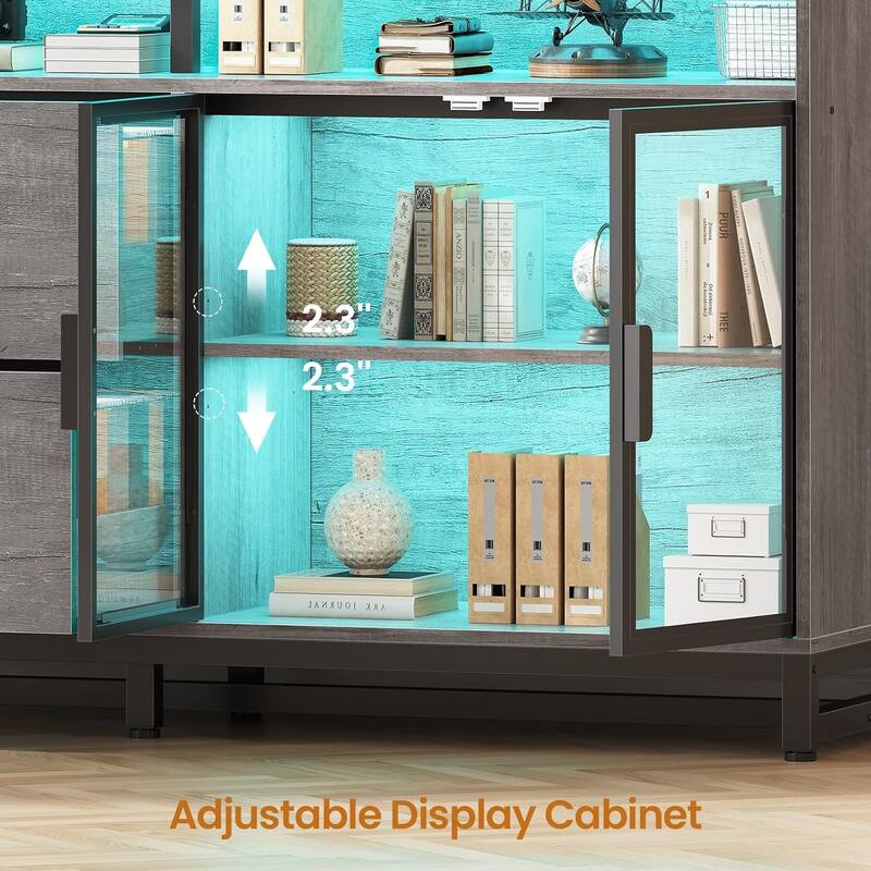59" LED File Cabinet 2 Drawers Filing Cabinets Legal/Letter/A4 File