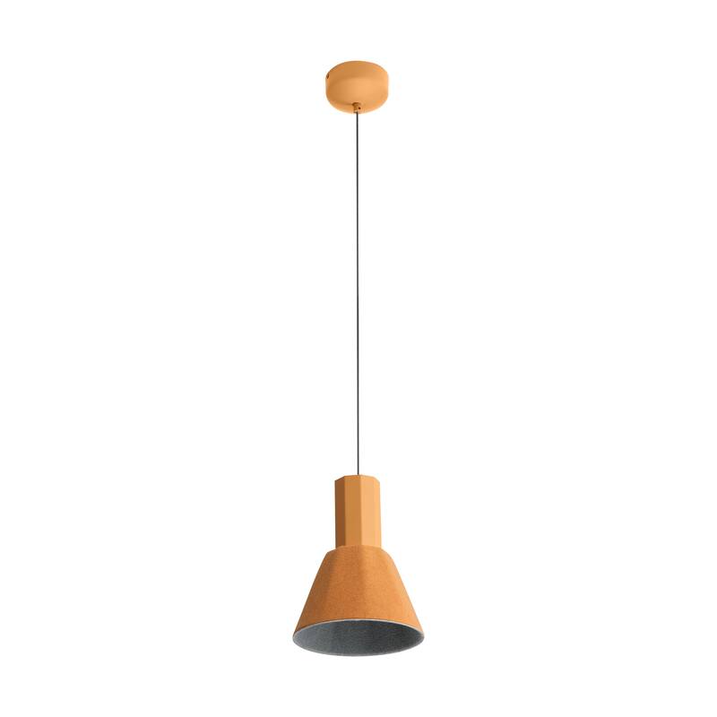 Golden Lighting Faroe 8in Integrated LED Pendant in Earth Yellow/Grey Felt - Gold