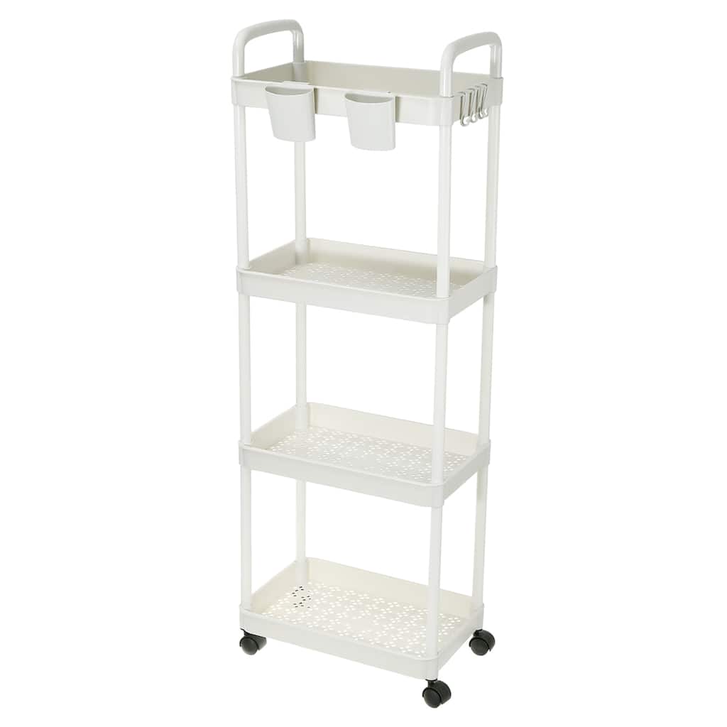 Slim Storage Cart, 4 Tiers Bathroom Storage Organizer, White