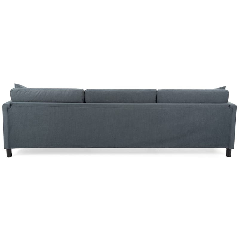 Grey 107.87" Spacious 4-Seater Sofa with Movable Ottoman, Removable Cushions, and Convenient Armrest Storage