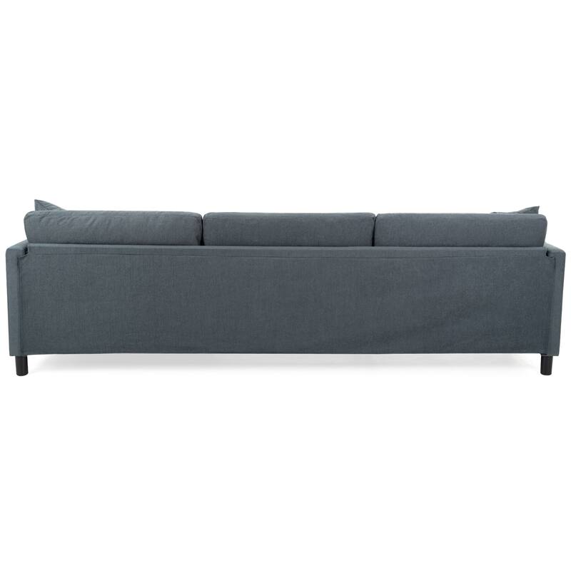 L-Shaped Sectional Sofa with Ottoman, Oversized Upholstered 3-Seater Sofa, Corner Sofa with 2 Side Pockets & Removable Cushion