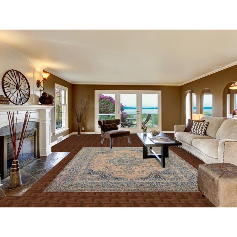 Hand Knotted Oriental 100% Wool Carpet Traditional Medallion Peach Mashad Area Rug - 11' 0'' X 7' 11''