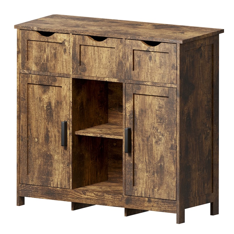 Wooden Storage Sideboard with Drawers & Shelves