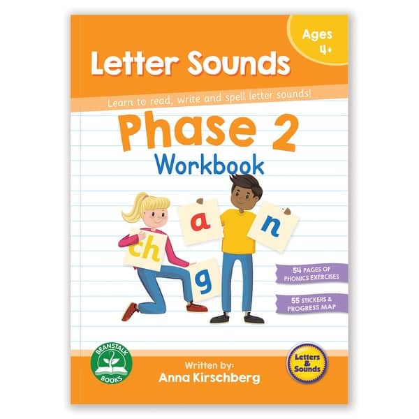 slide 2 of 5, Phase 2 Letter Sounds Educational Learning Workbook - White