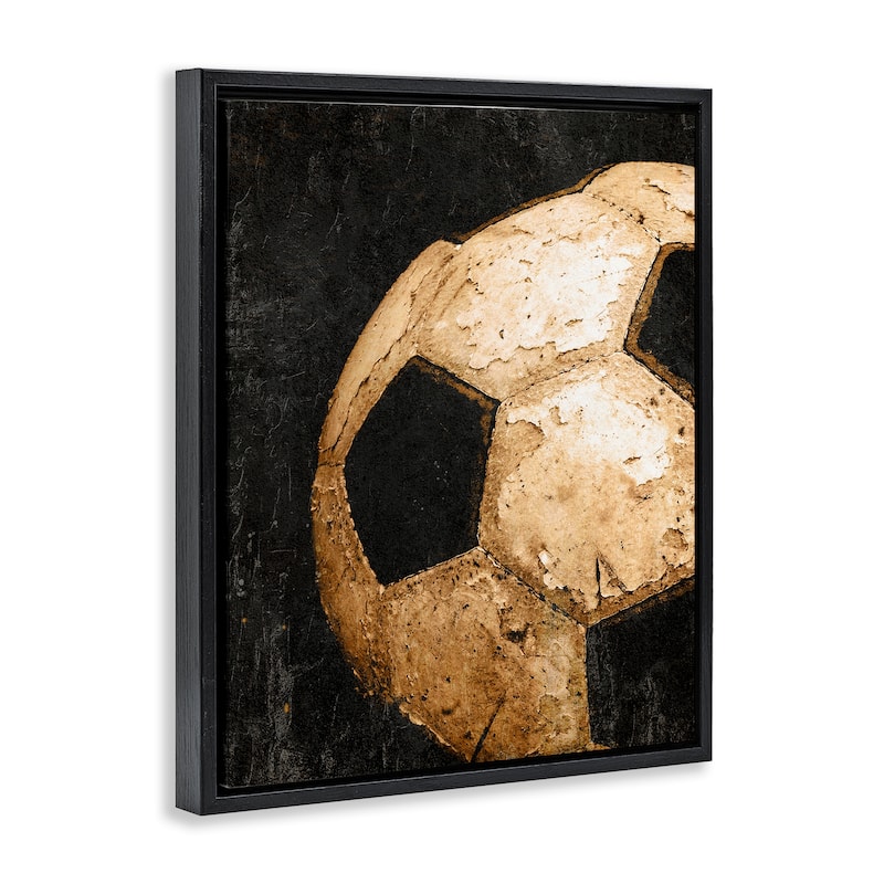 Stupell Vintage Soccer Ball Closeup Framed Floater Canvas Wall Art Design By Kim Allen