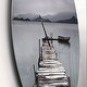 preview thumbnail 3 of 8, Designart 'Pier and Boats at Seashore' Oversized Coastal Wall CLock