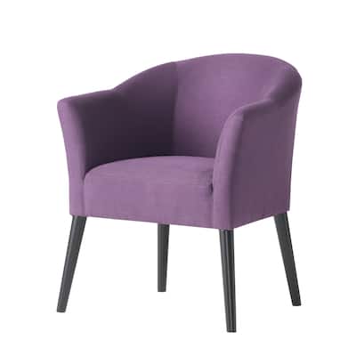 Onyx Armchair with Low Back Design, Birch Wood Frame, Plum Purple