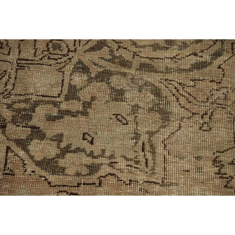 Hand Knotted Oriental 100% Wool Carpet Traditional Floral Brown Heriz Area Rug - 12' 1'' X 8' 5''