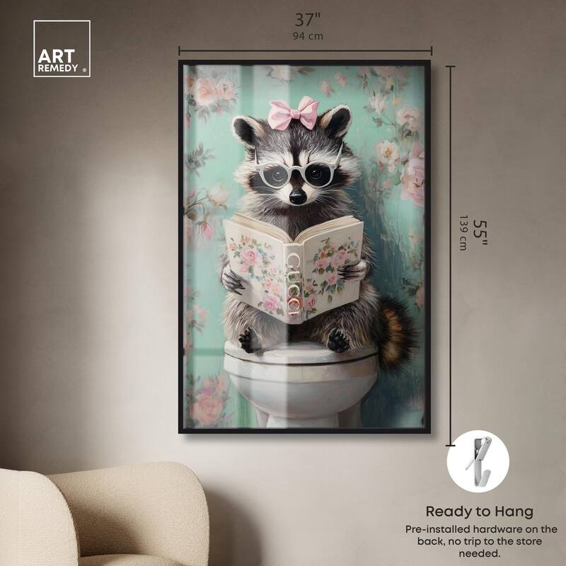 Petite Floral Toilet Raccoon Shadowbox by Art Remedy