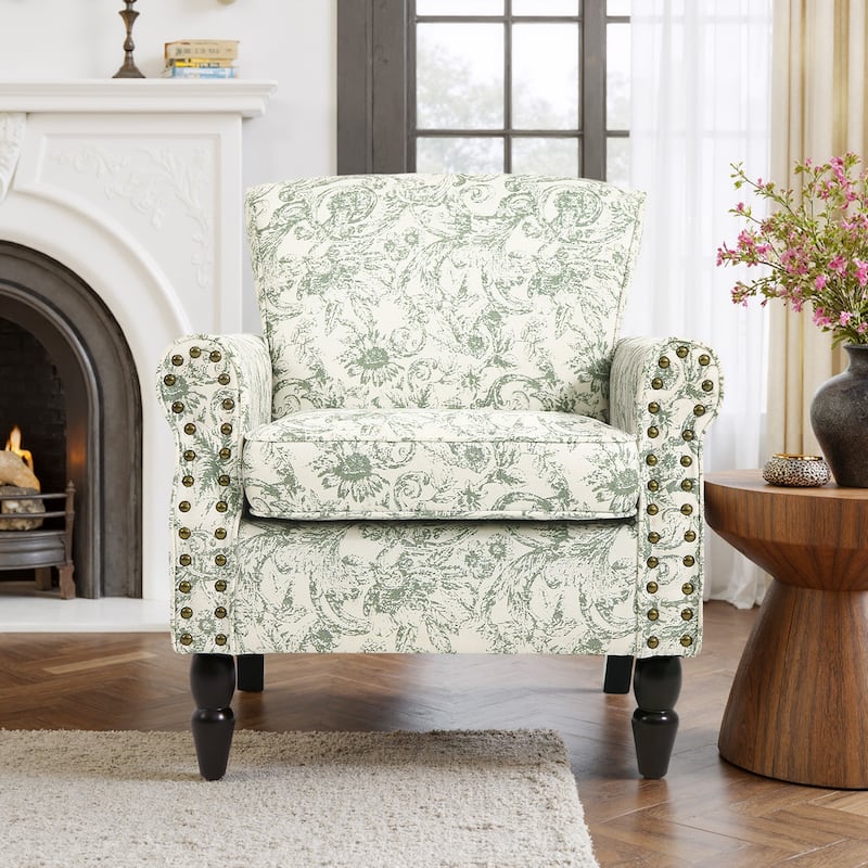 Mid-Century Modern Accent Chairs with Nailhead Trim